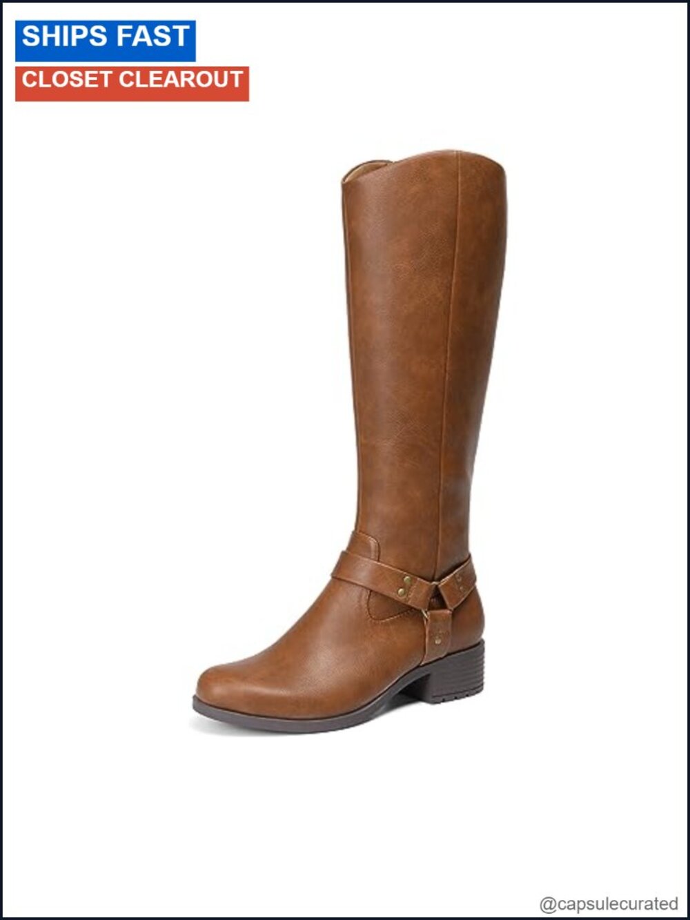 Women's Faux Leather Knee High Motorcycle Boots Chunky Heel